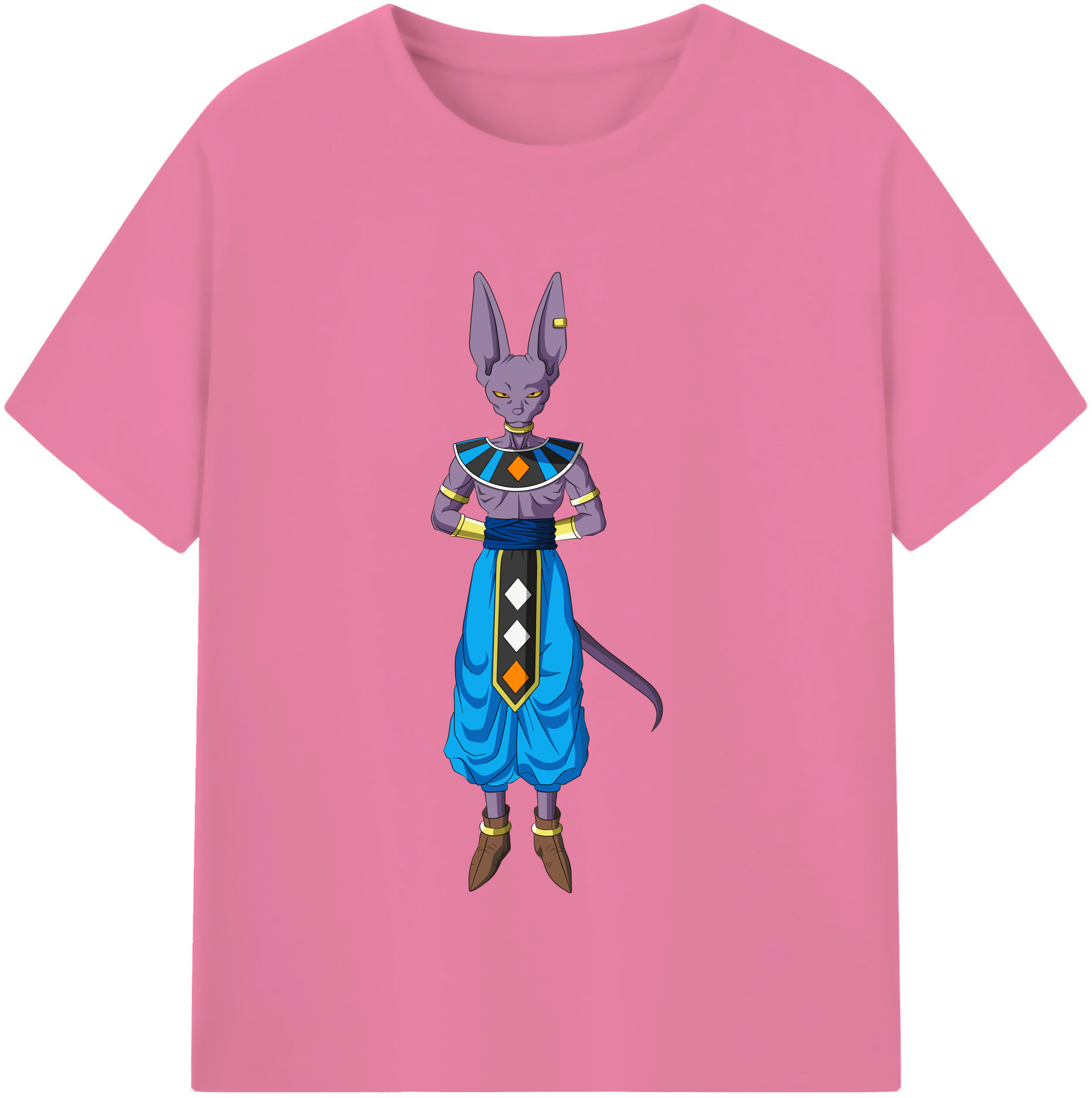 （画像用） ドラゴンボール ビルス 破壊神ビルス DRAGON BALL Beerus Birusu 綿100％半袖Tシャツ（フロントプリント）